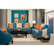Vincenzo Peacock Blue 3 Pc Set (Sofa + Love Seat + Chair)